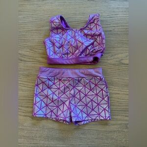 Purple Geometric Patterned Activewear Set, more than magic brand size 6/6x